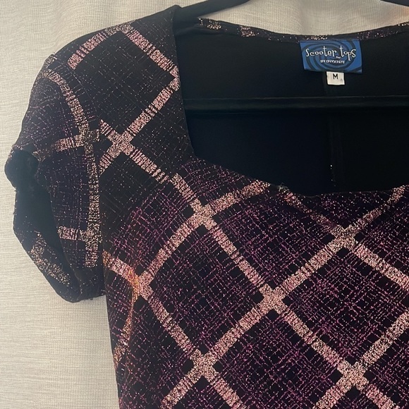 VINTAGE SCOOTER TOPS PINK/PURPLE SPARKLE BLOUSE - Picture 3 of 5